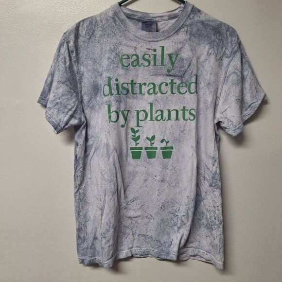 Comfort Colors Distracted By Plants Mom Womens Medium Custom Dye Tee Shirt Gift - Picture 7 of 7
